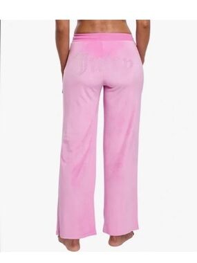 Juicy Couture Pink Velour Wide-Leg Lounge Pants